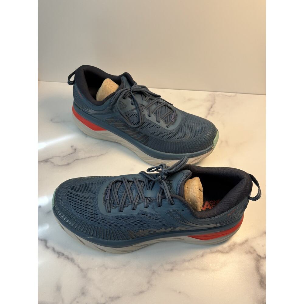 Hoka One One Bondi 7 Mens Sz 10.5 Wide Blue Running Sneakers 1110530 - Picture 8 of 12